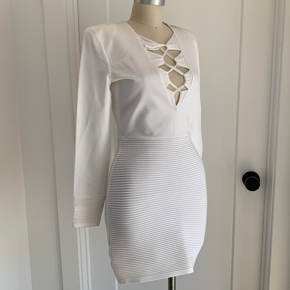 Balmain Lace Up Bandage Knit Mini Dress 40 8 Medium 3k